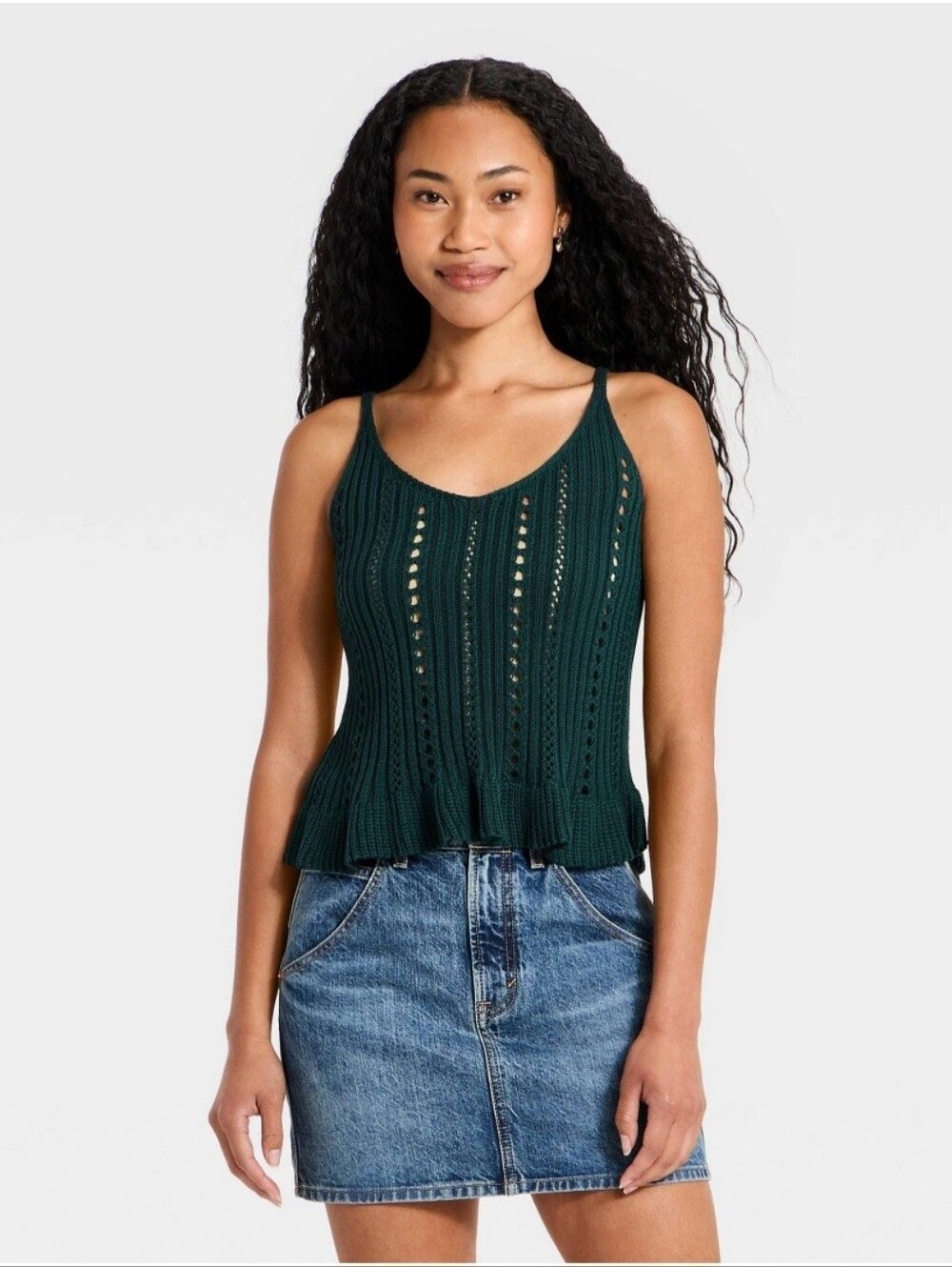 Women's Openwork Tank Pullover Sweater - Universal Thread Teal Green S
